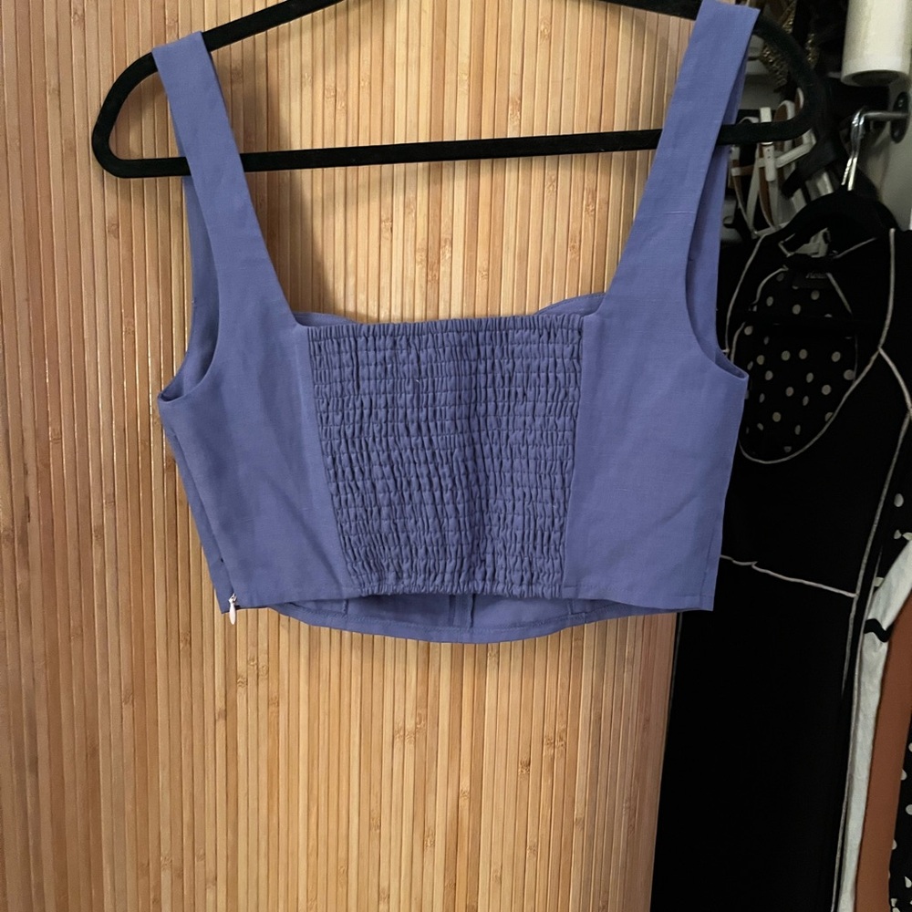 Mara Hoffman Blue Smocked crop Top - Picture 3 of 4